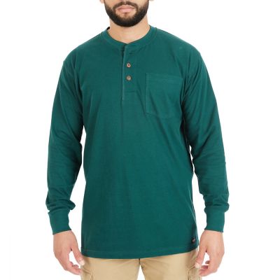 Smith's Workwear Men's Long-Sleeve Henley Shirt with Gusset and