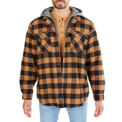 Smith's Workwear Men's Sherpa-Lined Hooded Flannel Shirt Jacket