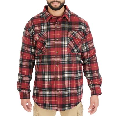 Smith's Workwear Men's Faux Sherpa-Lined Cotton Flannel Shirt Jacket