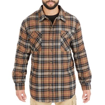 Smith's Workwear Men's Sherpa-Lined Cotton Flannel Shirt Jacket