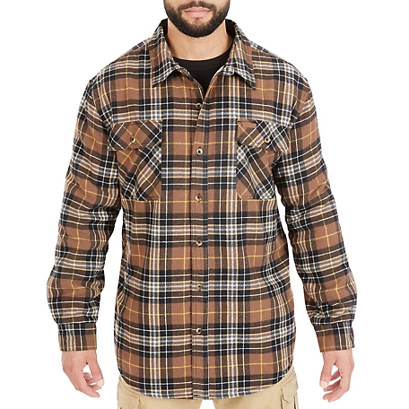 Smith's Workwear Men's Faux Sherpa-Lined Cotton Flannel Shirt Jacket
