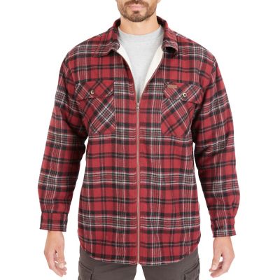Smith's Workwear Men's Zip-Front Sherpa-Lined Flannel Shirt Jacket