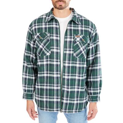 Smith's Workwear Zip-Front Sherpa-Lined Flannel Shirt Jacket