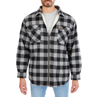 Smith's Workwear Men's Zip-Front Sherpa-Lined Flannel Shirt Jacket