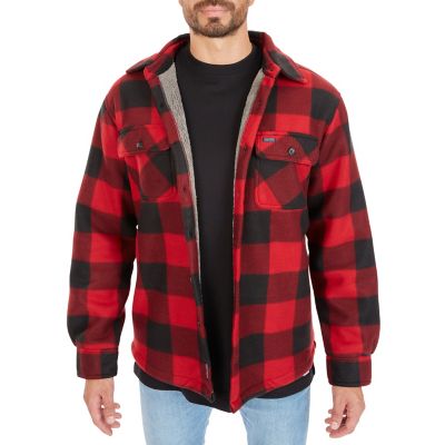 Smith's Workwear Men's Sherpa-Lined Plaid Microfleece Work Shirt Jacket