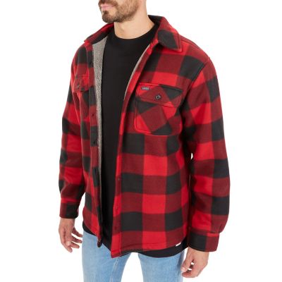 Image showing  Men's Sherpa-Lined Plaid Microfleece Work Shirt Jacket
