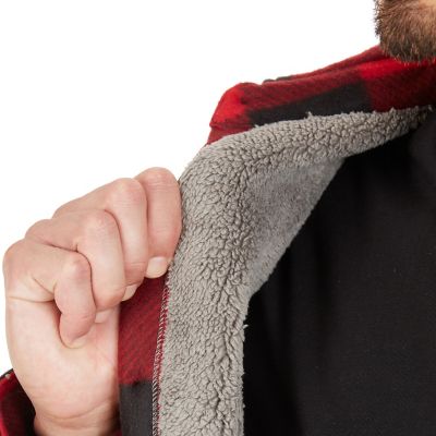 Image showing  Men's Sherpa-Lined Plaid Microfleece Work Shirt Jacket