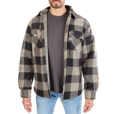 Smith's Workwear Sherpa-Lined Plaid Microfleece Shirt Jacket Plaid Sherpa Jacket
