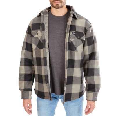 Smith's Workwear Men's Sherpa-Lined Plaid Microfleece Work Shirt Jacket
