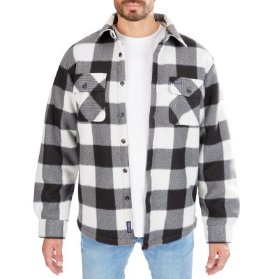 Smith's Workwear Men's Sherpa-Lined Plaid Microfleece Work Shirt Jacket
