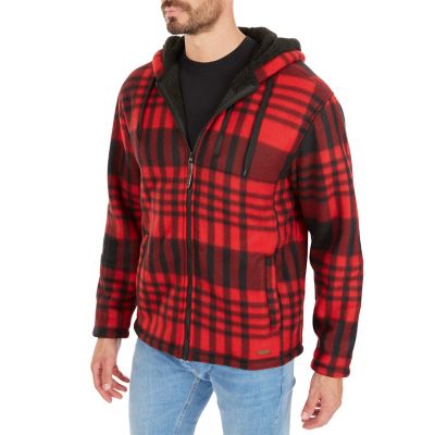 Image showing  Butter Sherpa-Lined Plaid Polar Fleece Full-Zip Hooded Jacket