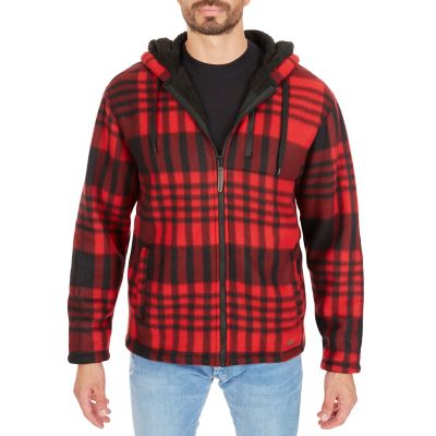 Smith's Workwear Butter Sherpa-Lined Plaid Polar Fleece Full-Zip Hooded Jacket