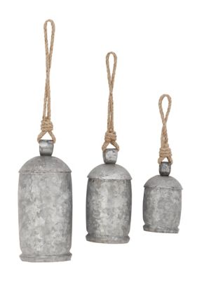 Image showing  Metal Rustic Abstract Decorative Cow Bells, Gray, 3 pc.