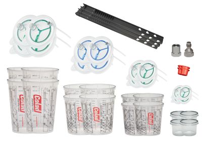 EMAX Universal Colad Snaplid Disposable Heavy Duty Plastic Paint Spray Cup with Turbo mixer kit for Pneumatic Spray Guns