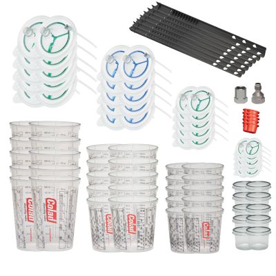 EMAX Universal Colad Snaplid Disposable Heavy Duty Plastic Paint Spray Cup Kit with Turbo mixer for Pneumatic Spray Guns
