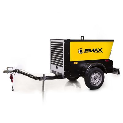 EMAX 24 HP 11 Gallon Electric Start Portable Trailer-Mounted Kubota Diesel-Powered 90 CFM Rotary Industrial Air Compressor