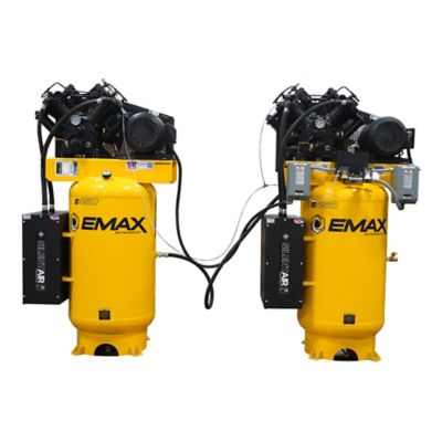 EMAX Two-7.5HP 80G Indust. 2 Stage V4 1PH Solo Mounted Alternating Patented SILENT EXPANDABLE AIRLINK Air compressorSystem