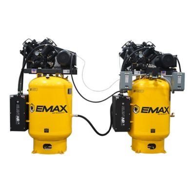 EMAX Two-10HP 120G Industrial 2stg V4 3PH Alternating Patented SILENT EXPANDABLE AIRLINK Air compressor system-ESP10A120V3