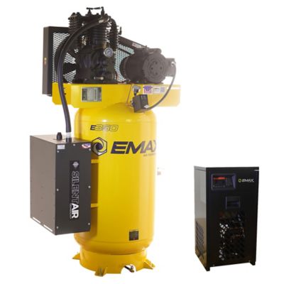 Image showing  5 HP 80 gal. 2-Stage Industrial Inline Pressure Lubricated Pump SILENT Air Compressor with 30 CFM Dryer, 175 PSI