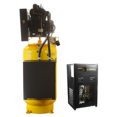 Image showing 6 th EMAX 7.5 HP 80 gal. 2-Stage Industrial V4 Pressure Lubricated Pump Silent Air Compressor and 30CFM 115V Dryer, 175 PSI