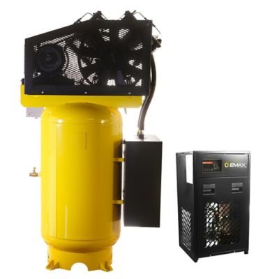 Image showing  10HP 80g 2-Stage. 1PH Industrial V4 Pressure Lube Pump 38CFM at 100PSI SILENT AIR compressor & 115V 58CFM Dryer