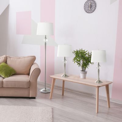 Lalia Home 15 in. Crystal Drop Table and Floor Lamp Set