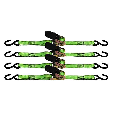Grip-On 4 pk 1 in. x 15 in. Square Ratchet Tie-Down Set, 28648