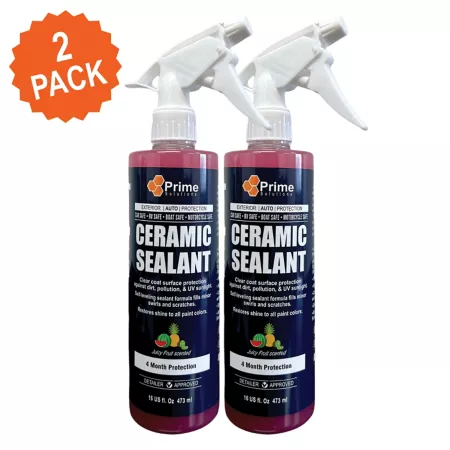 Prime Solutions 16 oz Ceramic Sealant Protective Spray 4 Month Hydrophobic UV Protected Gloss Top Coat 2 Pack Protectants