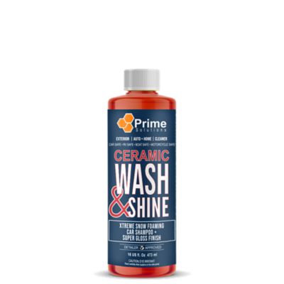 Prime Solutions 16 oz. Professional Wash and Shine Car Soap, Ceramic Infused and Ultra Foaming, 2-in-1 Cleaner and Coater