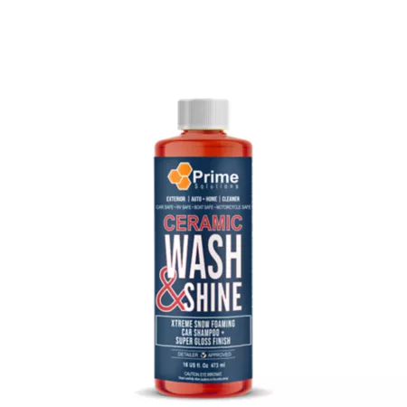 Prime Solutions 16 oz Professional Wash and Shine Car Soap Ceramic Infused and Ultra Foaming 2-in-1 Cleaner and Coater Car Wash Cleaners