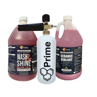 Prime Solutions Extreme Gloss, Ceramic and Foam Cannon Wash Kit, 1 gal. Wash and Shine Soap, 1 gal. Top Coat Ceramic Protectant