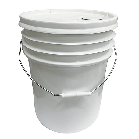5 gallon Food Grade White Plastic Bucket with Handle & Lid - Set of 6