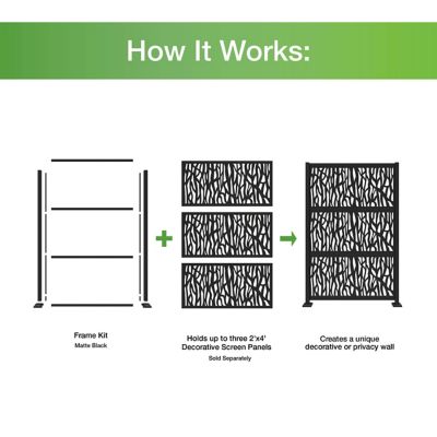 Image showing 5 th FREESTYLE 4 ft. x 6 ft. Aluminum Decorative Screen Panel Frame Kit, Matte Black