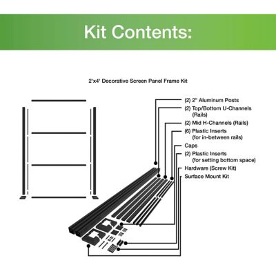 Image showing 6 th FREESTYLE 4 ft. x 6 ft. Aluminum Decorative Screen Panel Frame Kit, Matte Black