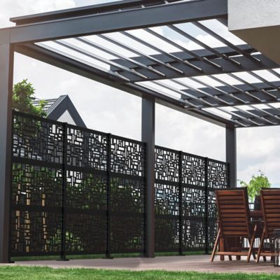 Image showing  2 ft. x 4 ft. Matte Black Aluminum Decorative Screen Panel Line Post Extension Kit