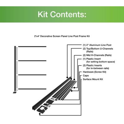 Image showing 6 th FREESTYLE 2 ft. x 4 ft. Matte Black Aluminum Decorative Screen Panel Line Post Extension Kit