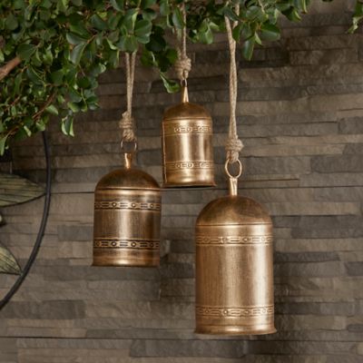 Harper & Willow Metal Bohemian Decorative Hanging Bells, Gold, 3 pc.