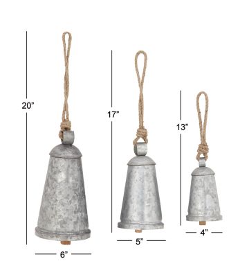 Image showing  Metal Bohemian Decorative Cow Bells, Gray, 3 pc.