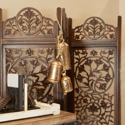 Harper & Willow Metal Rustic Abstract Decorative Cow Bell, Gold, 3 pc.
