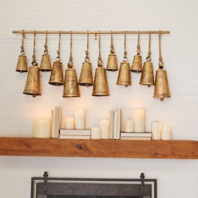 Harper & Willow Metal Bohemian Decorative Hanging Bells, Brass