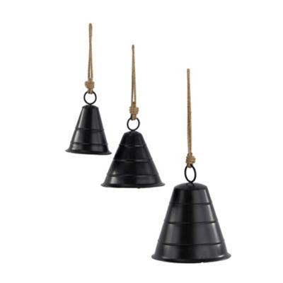 Image showing  Metal Bohemian Decorative Cow Bell, Black, 10 in., 9 in., 8 in., 3 pc.