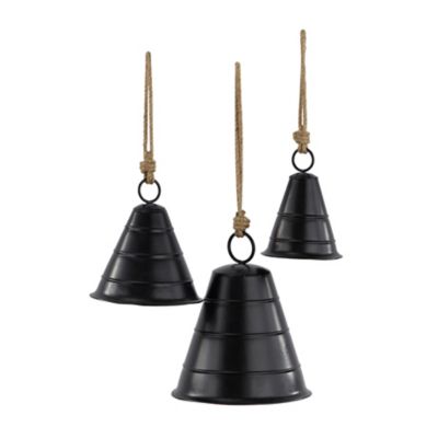 Image showing  Metal Bohemian Decorative Cow Bell, Black, 10 in., 9 in., 8 in., 3 pc.