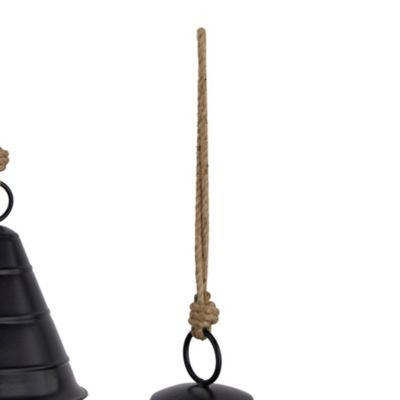 Image showing  Metal Bohemian Decorative Cow Bell, Black, 10 in., 9 in., 8 in., 3 pc.