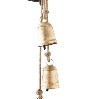 Image showing 3 th Harper & Willow Metal Bohemian Decorative Cow Bell, 4 in. x 29 in., Gold