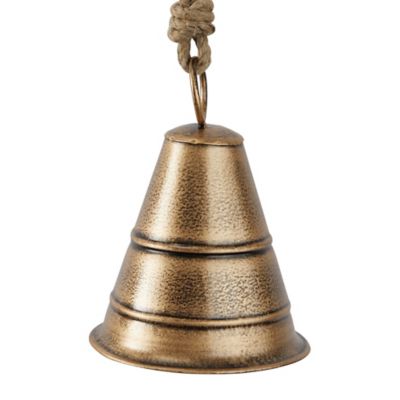 Image showing  Metal Bohemian Decorative Cow Bells, 10 in., 9 in., 8 in., Brass, 3 pc.