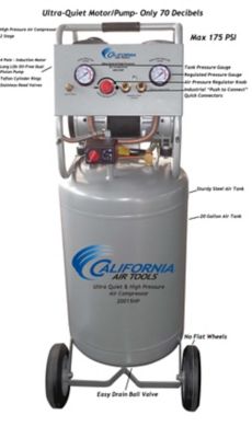 Image showing  1.5 HP 20 gal. 2-Stage Ultra Quiet and Oil-Free 175 PSI Air Compressor