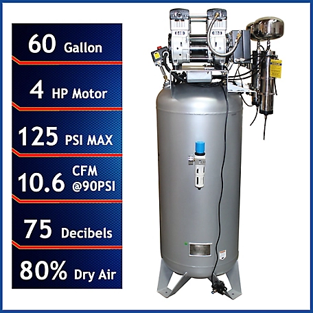California Air Tools 4 HP 60 gal. Ultra Quiet and Oil-Free Tank Air Compressor with Air Dryer