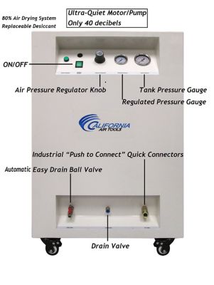 Image showing  1 HP 8 gal. Ultra Quiet and Oil-Free Air Compressor with Air Dryer in Soundproof Cabinet