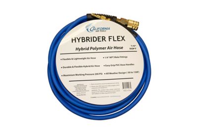 Image showing 5 th California Air Tools 1/4 in. x 25 ft. Hybrider Flex Hybrid Air Hose with Quick Connect Air Fittings, 200 PSI