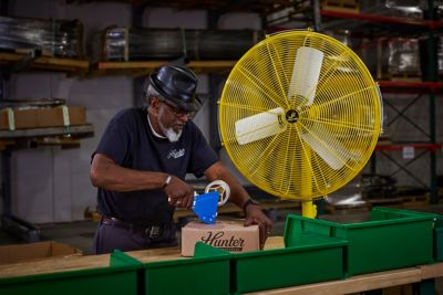 Image showing  24 in. Industrial Pedestal Air Circulator, Yellow/Yellow